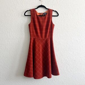 Princess Highway Sleeveless Rust Check Fit & Flare Dress - AUS Size 6 US Size 2